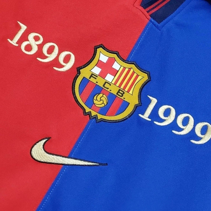 Camisa Barcelona 100 Anos Retrô 1999 Azul e Grená - Nike